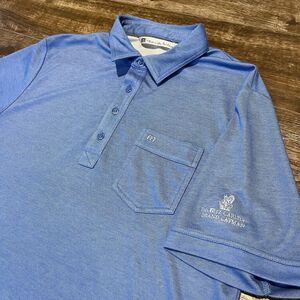 Travis Mathew Polo Shirt Mens Large Blue Performance Ritz Carlton Logo Golf